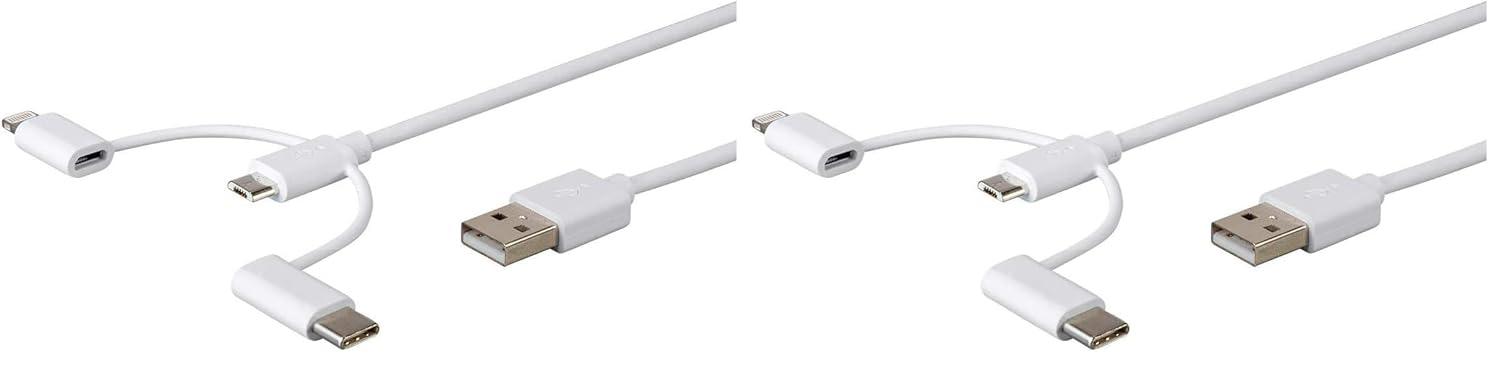 image:imageMonoprice 118789 Apple MFi Certified USB to Micro USB USB TypeC Lightning Charge And Sync Cable 3 Feet BlackWhite