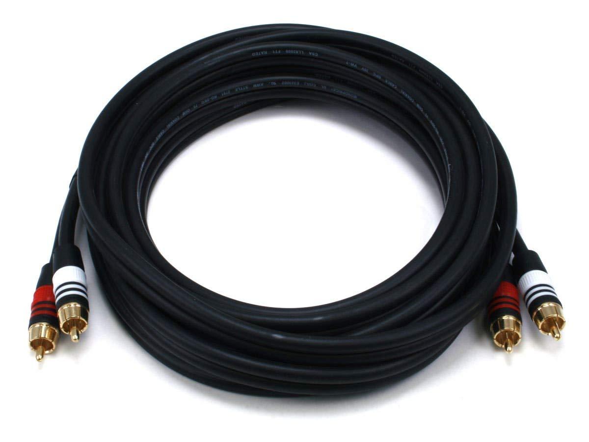 image:imageMonoprice 15ft Premium 2 RCA Plug2 RCA Plug MM 22AWG Cable BlackBlack
