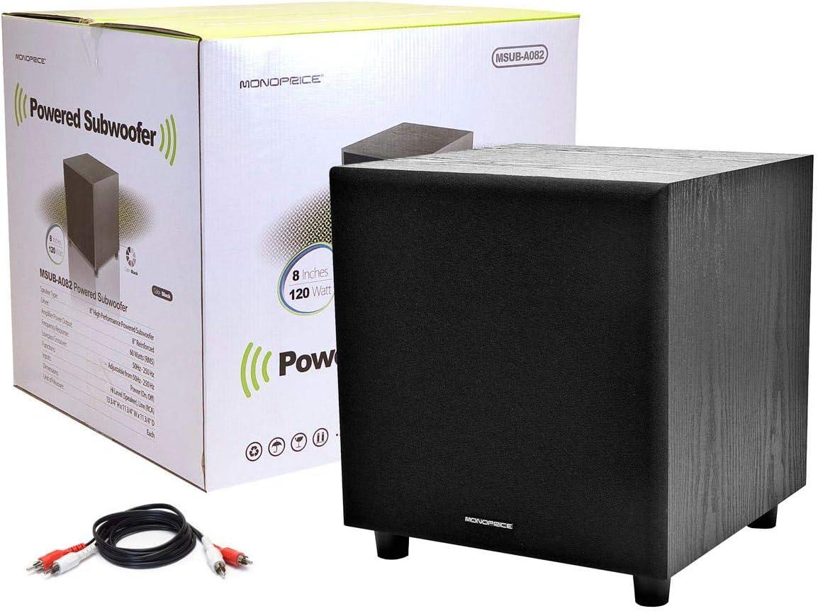 image:imageMonoprice 60Watt Powered Subwoofer 8 Inch With AutoOn Function For Studio And Home Theater BlackSubwoofer