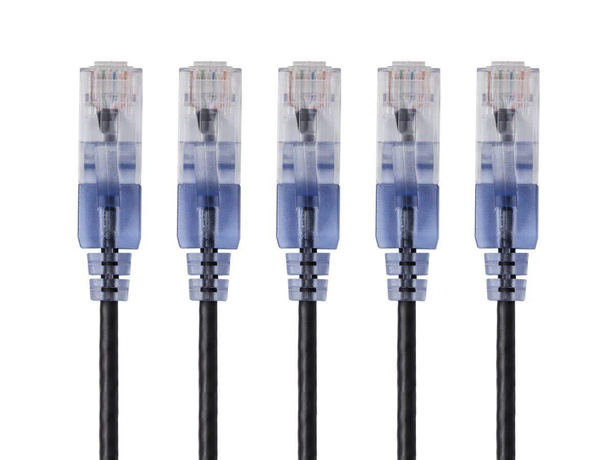 image:imageMonoprice Cat6A Ethernet Patch Cable Snagless RJ45 550Mhz 10G UTP Pure Bare Copper Wire 30AWG 10Pack 7 Feet Black SlimRun SeriesBlack