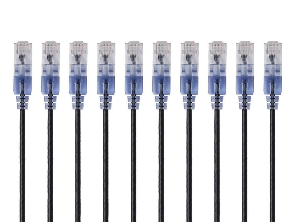 image:imageMonoprice Cat6A Ethernet Patch Cable Snagless RJ45 550Mhz 10G UTP Pure Bare Copper Wire 30AWG 10Pack 7 Feet Black SlimRun SeriesBlack