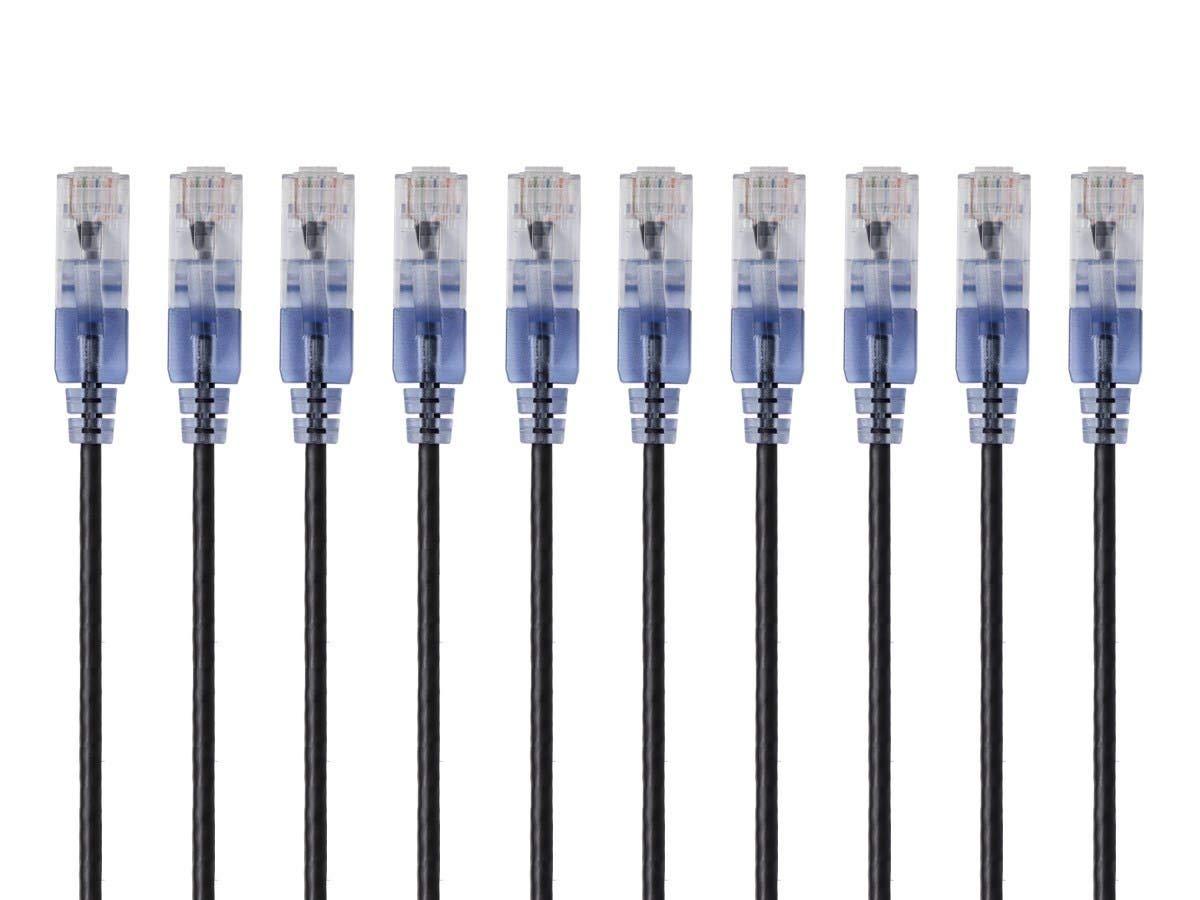 image:imageMonoprice Cat6A Ethernet Patch Cable Snagless RJ45 550Mhz 10G UTP Pure Bare Copper Wire 30AWG 10Pack 7 Feet Black SlimRun SeriesBlack