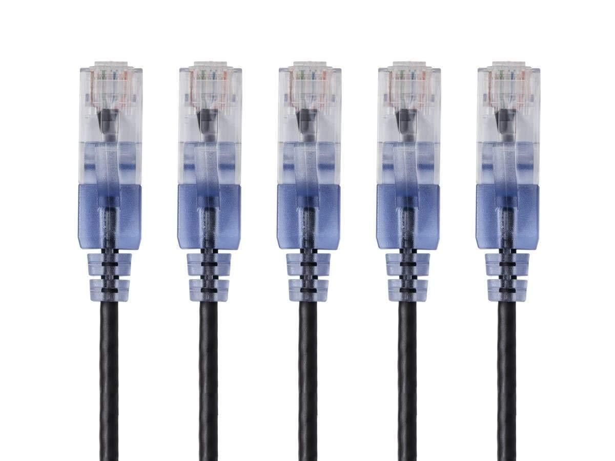 image:imageMonoprice Cat6A Ethernet Patch Cable Snagless RJ45 550Mhz 10G UTP Pure Bare Copper Wire 30AWG 10Pack 7 Feet Black SlimRun SeriesBlack