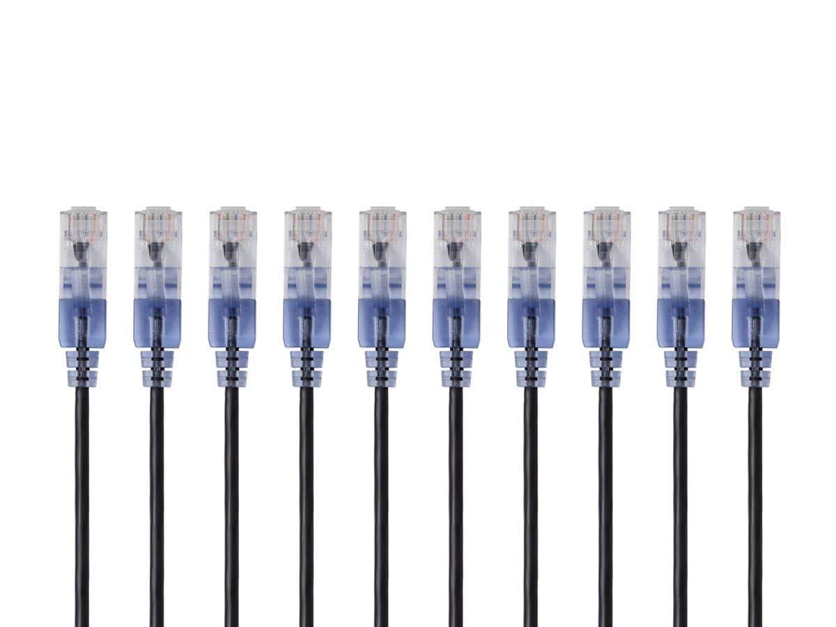 image:imageMonoprice Cat6A Ethernet Patch Cable Snagless RJ45 550Mhz 10G UTP Pure Bare Copper Wire 30AWG 10Pack 7 Feet Black SlimRun SeriesBlack