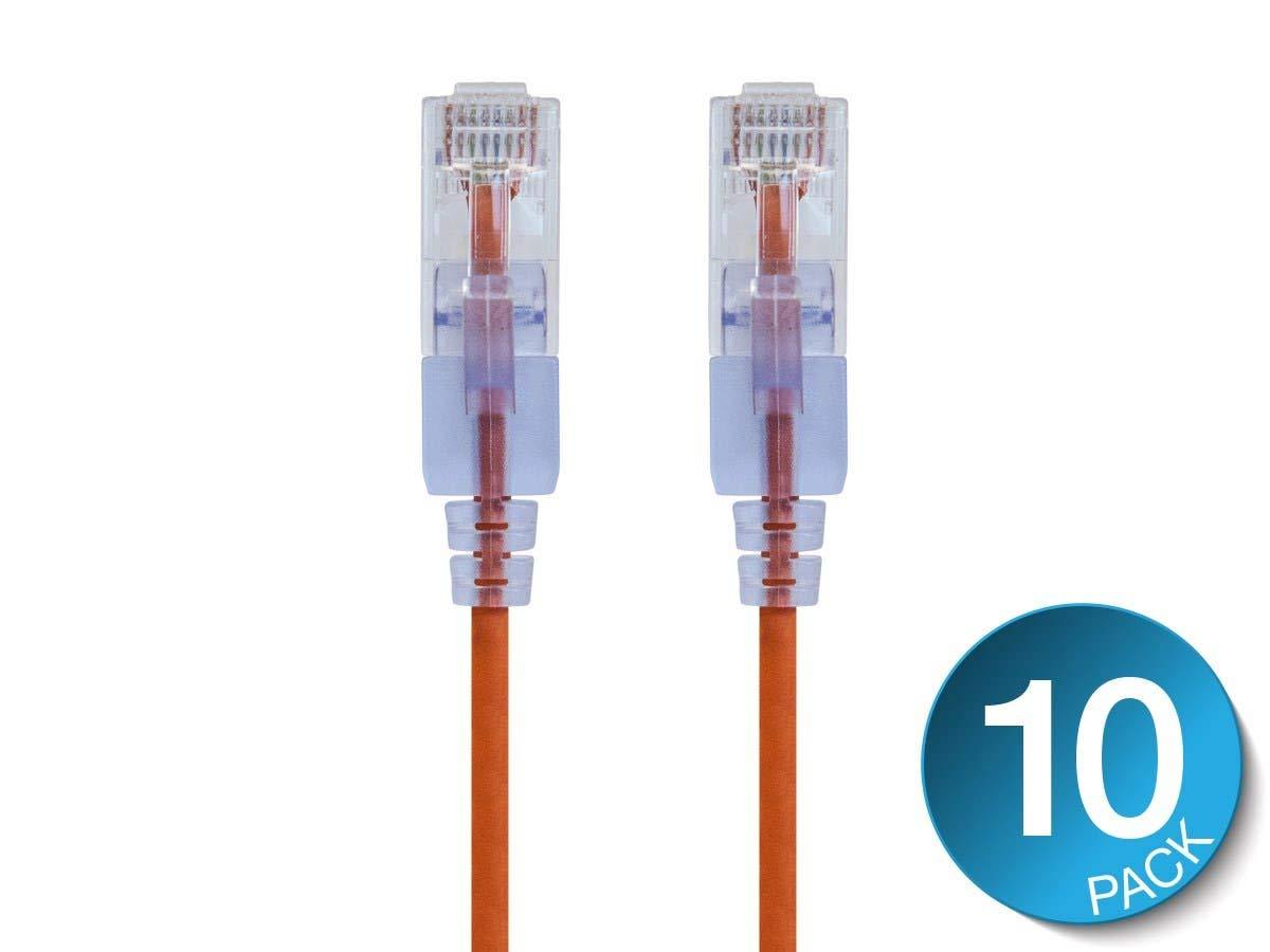 image:imageMonoprice Cat6A Ethernet Patch Cable Snagless RJ45 550Mhz 10G UTP Pure Bare Copper Wire 30AWG 10Pack 7 Feet Black SlimRun SeriesOrange