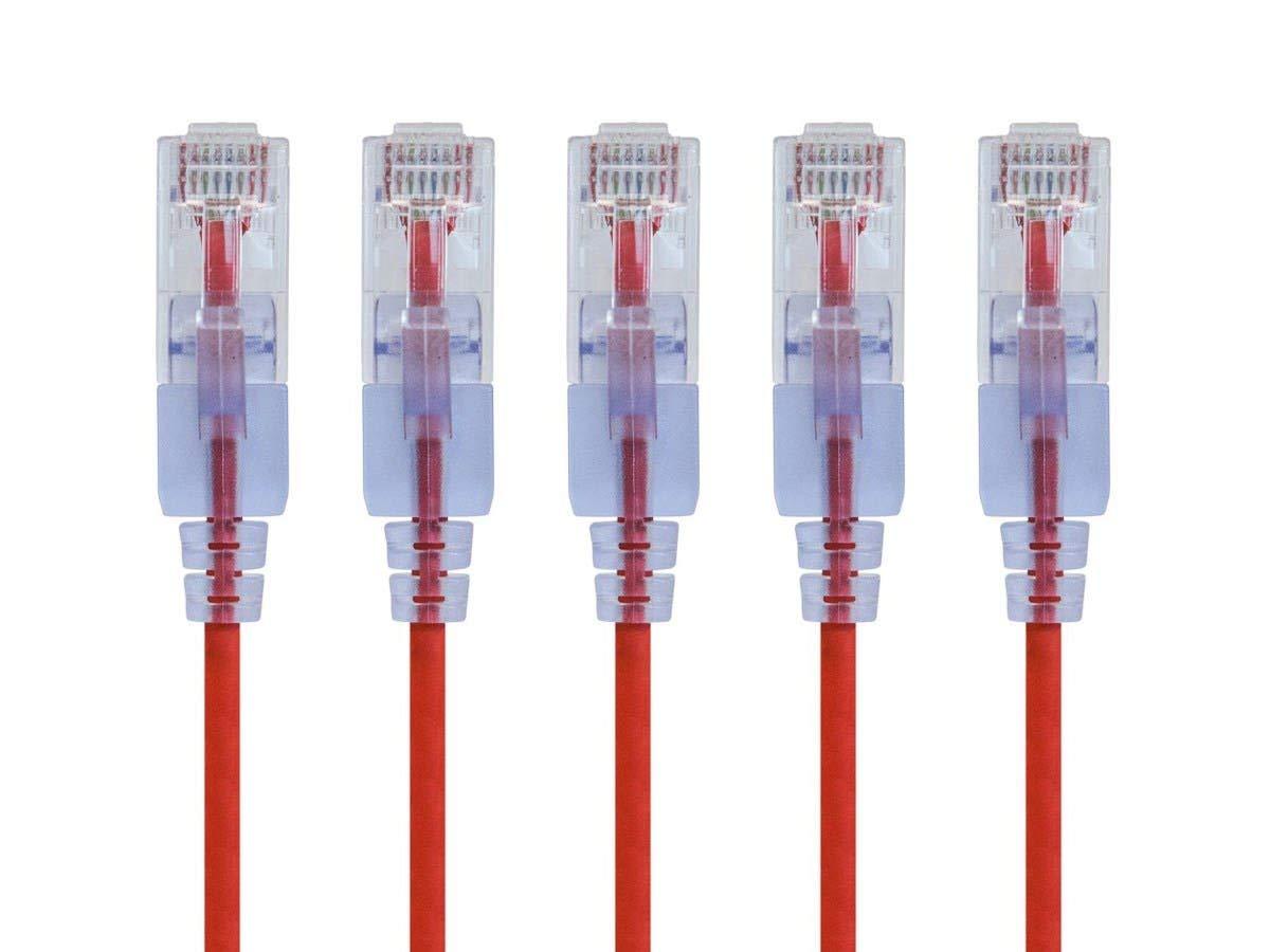 image:imageMonoprice Cat6A Ethernet Patch Cable Snagless RJ45 550Mhz 10G UTP Pure Bare Copper Wire 30AWG 10Pack 7 Feet Black SlimRun SeriesRed