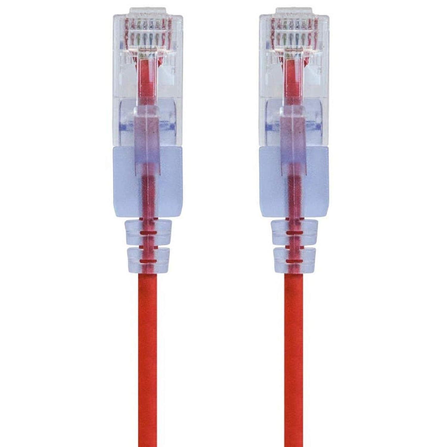 image:imageMonoprice Cat6A Ethernet Patch Cable Snagless RJ45 550Mhz 10G UTP Pure Bare Copper Wire 30AWG 10Pack 7 Feet Black SlimRun SeriesRed