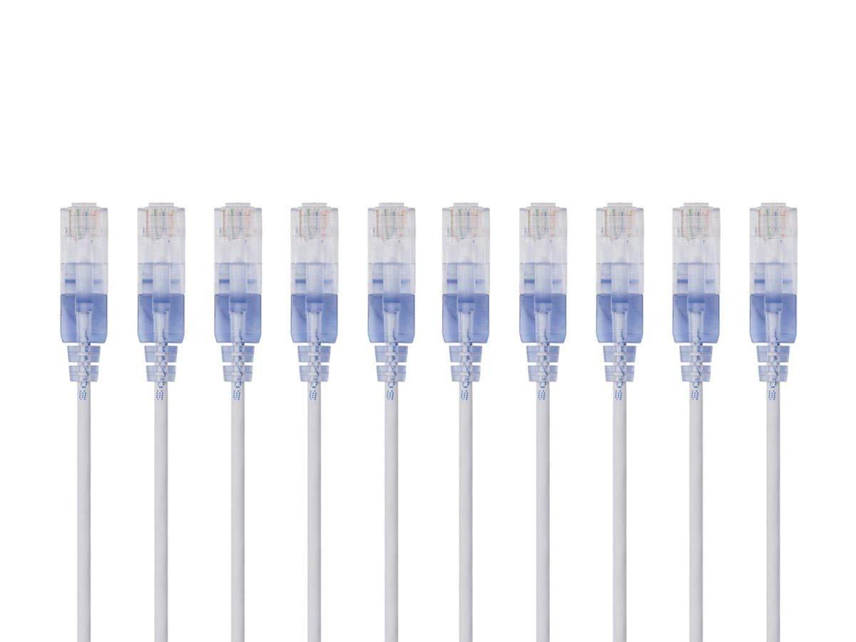 image:imageMonoprice Cat6A Ethernet Patch Cable Snagless RJ45 550Mhz 10G UTP Pure Bare Copper Wire 30AWG 10Pack 7 Feet Black SlimRun SeriesWhite