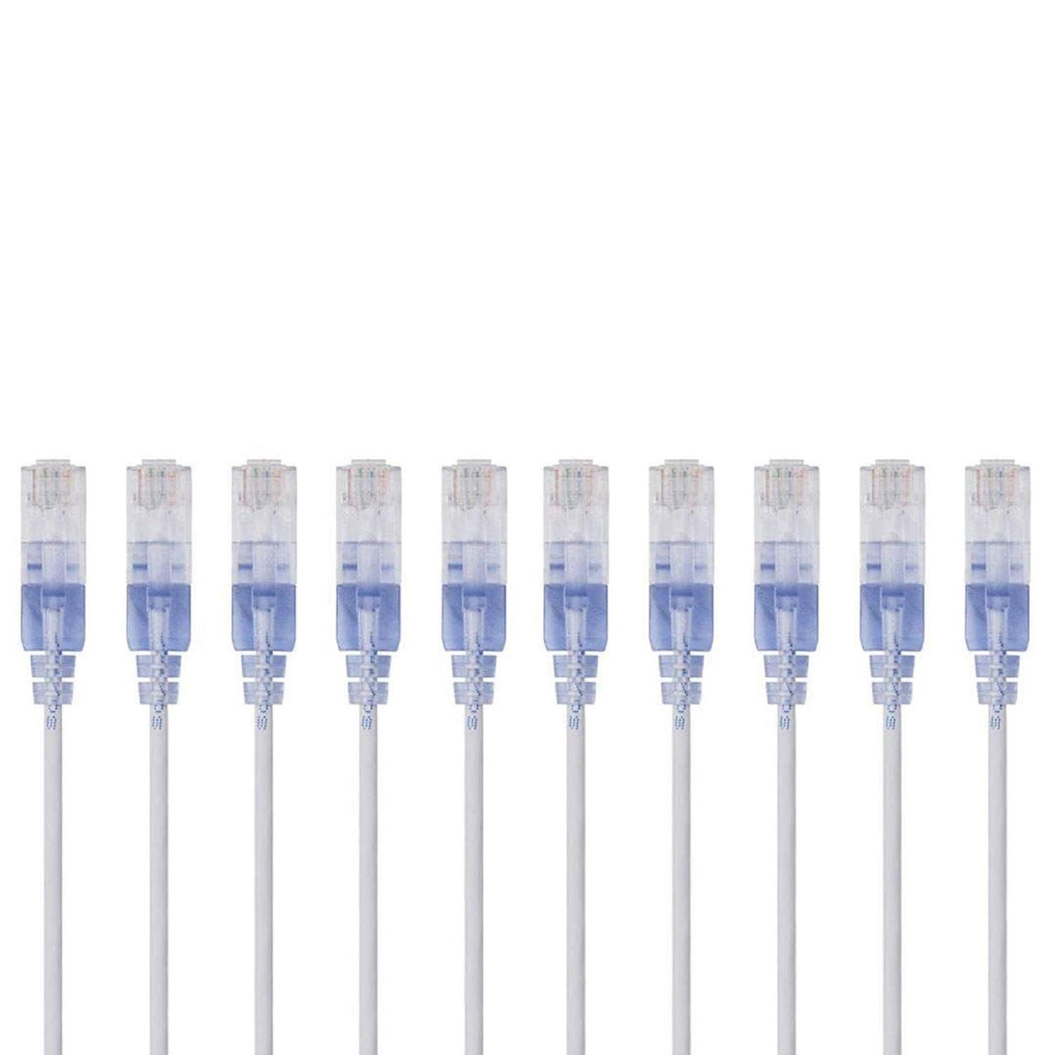 image:imageMonoprice Cat6A Ethernet Patch Cable Snagless RJ45 550Mhz 10G UTP Pure Bare Copper Wire 30AWG 10Pack 7 Feet Black SlimRun SeriesWhite