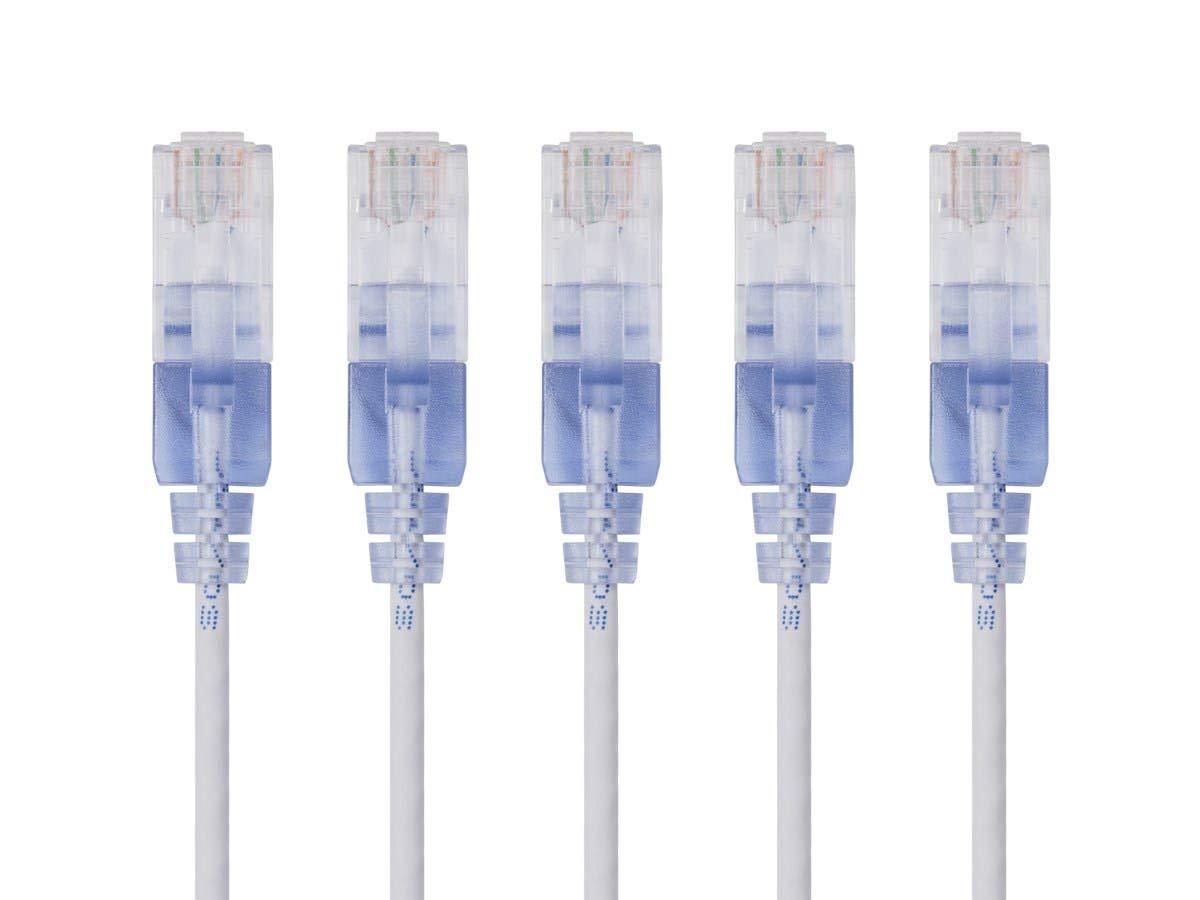 image:imageMonoprice Cat6A Ethernet Patch Cable Snagless RJ45 550Mhz 10G UTP Pure Bare Copper Wire 30AWG 10Pack 7 Feet Black SlimRun SeriesWhite