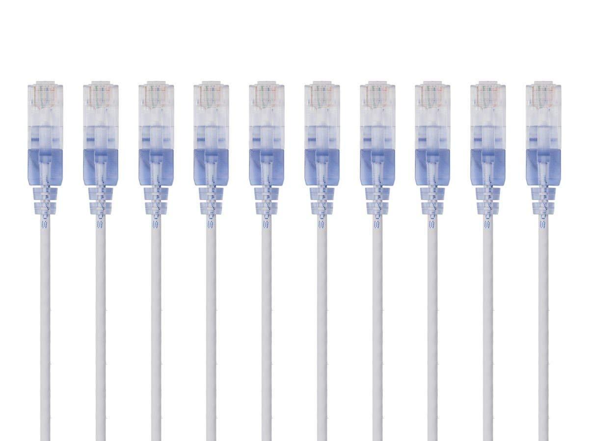 image:imageMonoprice Cat6A Ethernet Patch Cable Snagless RJ45 550Mhz 10G UTP Pure Bare Copper Wire 30AWG 10Pack 7 Feet Black SlimRun SeriesWhite