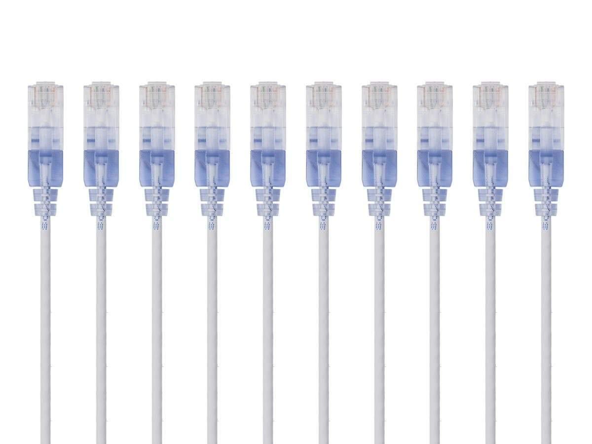 image:imageMonoprice Cat6A Ethernet Patch Cable Snagless RJ45 550Mhz 10G UTP Pure Bare Copper Wire 30AWG 10Pack 7 Feet Black SlimRun SeriesWhite
