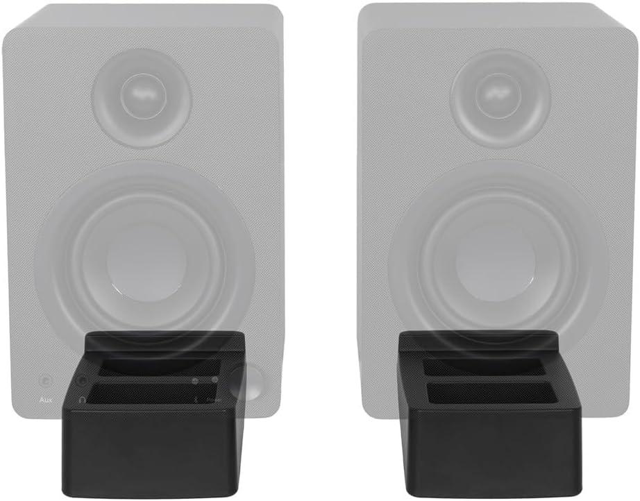 image:imageMonoprice Tilted Wedge Desktop Speaker Stands Pair for Small Sized Speakers AntiVibration 15 Degrees of Tilt for Bookshelf Speakers and Studio Monitors
