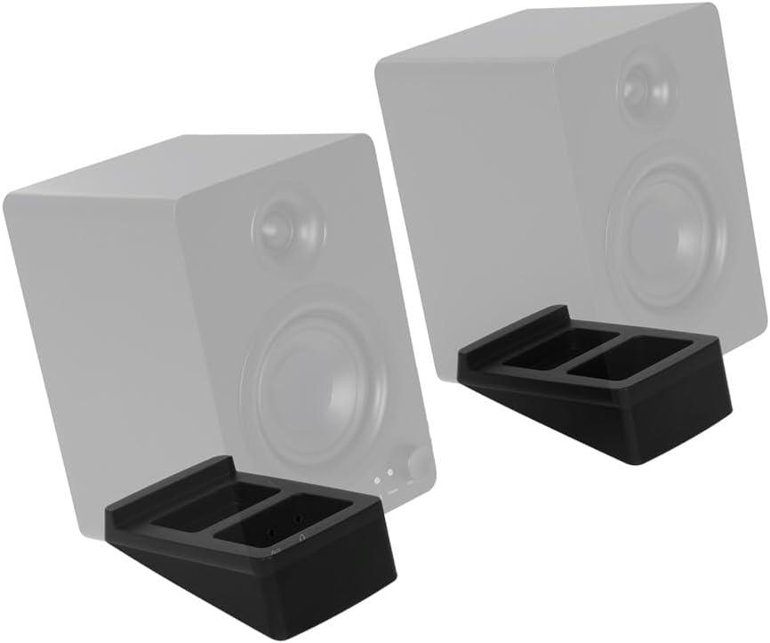 image:imageMonoprice Tilted Wedge Desktop Speaker Stands Pair for Small Sized Speakers AntiVibration 15 Degrees of Tilt for Bookshelf Speakers and Studio Monitors