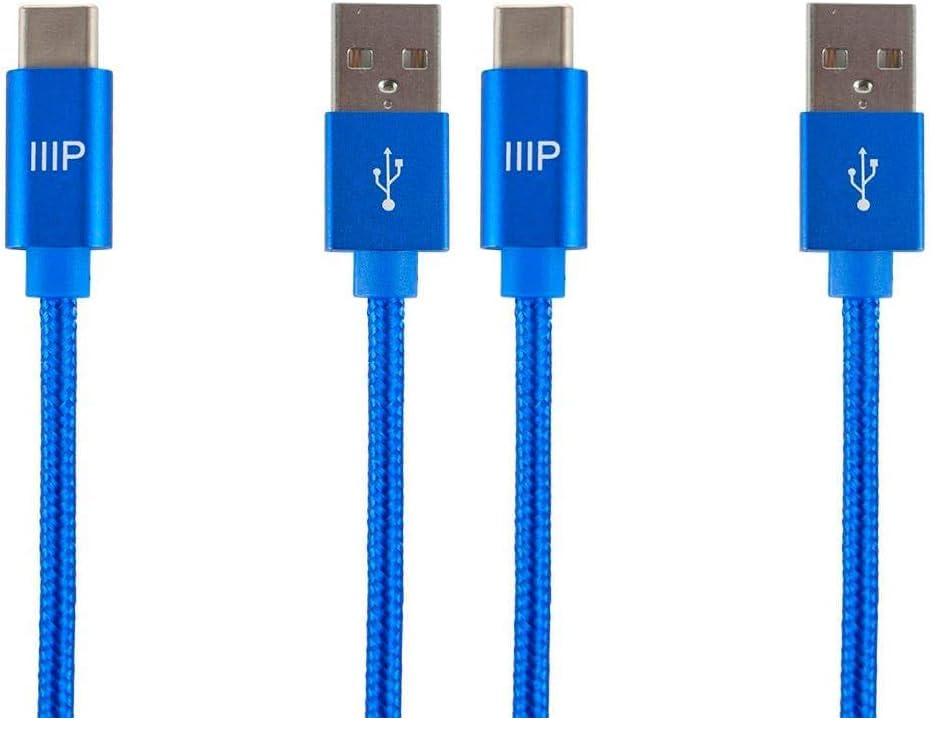 image:imageMonoprice USB 20 TypeC to TypeA Charge and Sync NylonBraid Cable 15 Feet White Fast Charging Up to 3 Amps60 Watts Palette SeriesBlue