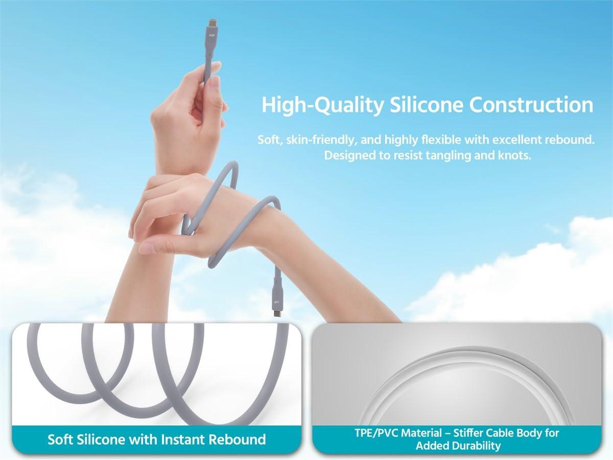 image:imageMonoprice USB4 Gen 2 Silicone Cable 6ft Gray