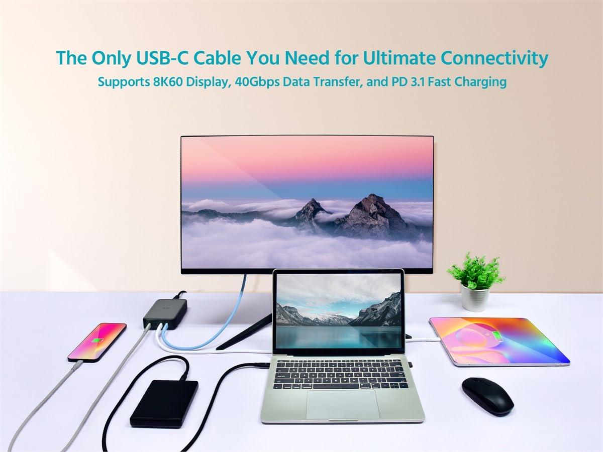 image:imageMonoprice USB4 Gen 3 Silicone Cable 3ft Gray