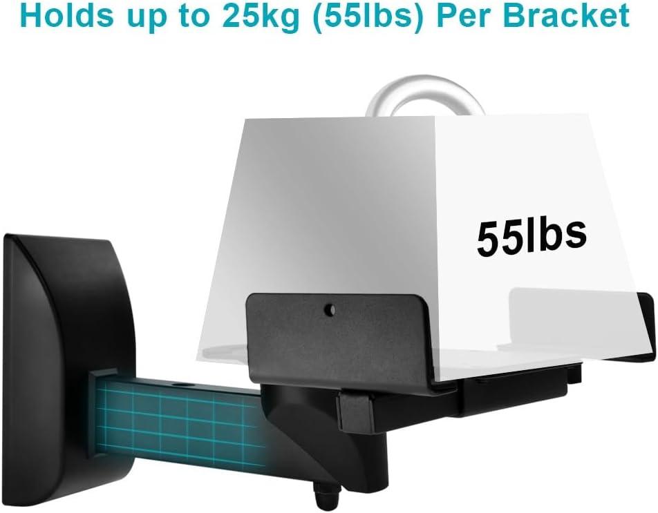 image:imageMonoprice Universal Bookshelf Speaker Wall Mount Brackets Swivel Tilt Dual Side Clamping Large BookshelfSurround Sound Speakers up to 55 lbs Pair