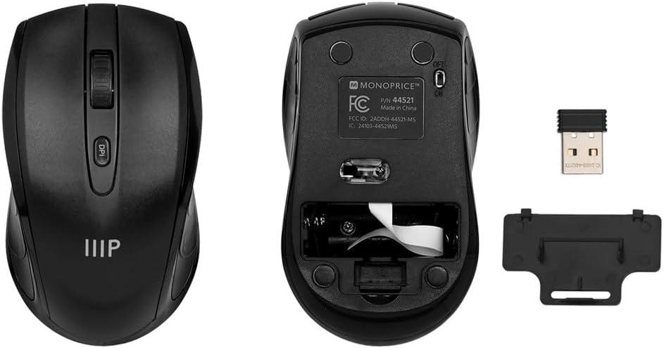 image:imageMonoprice Wireless Membrane Keyboard and Optical Mouse Combo FullSize 104Key Keyboard 24 GHz Wireless Receiver for Both Home and Office Use