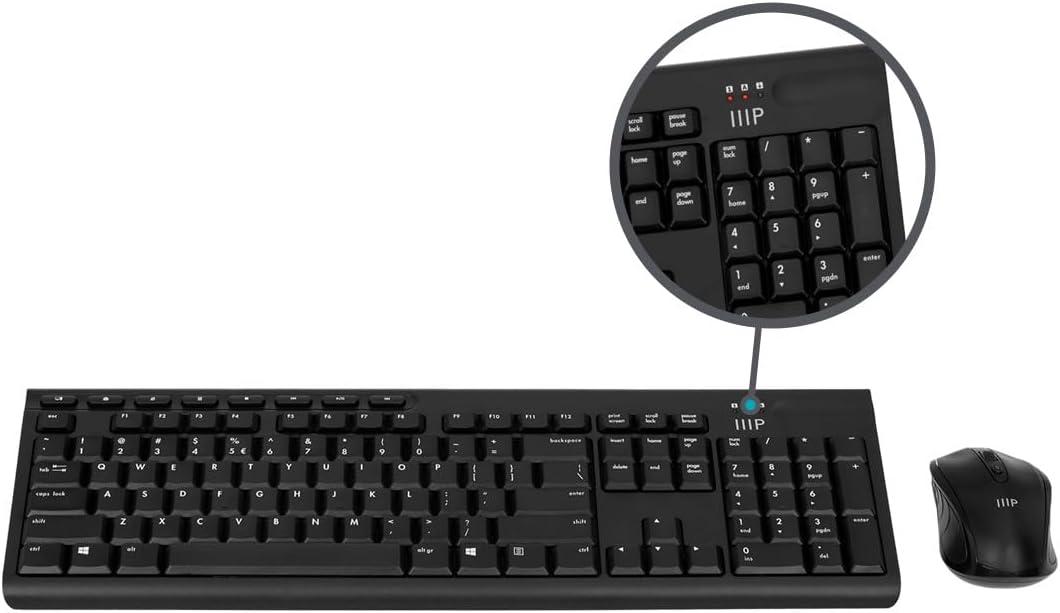 image:imageMonoprice Wireless Membrane Keyboard and Optical Mouse Combo FullSize 104Key Keyboard 24 GHz Wireless Receiver for Both Home and Office Use