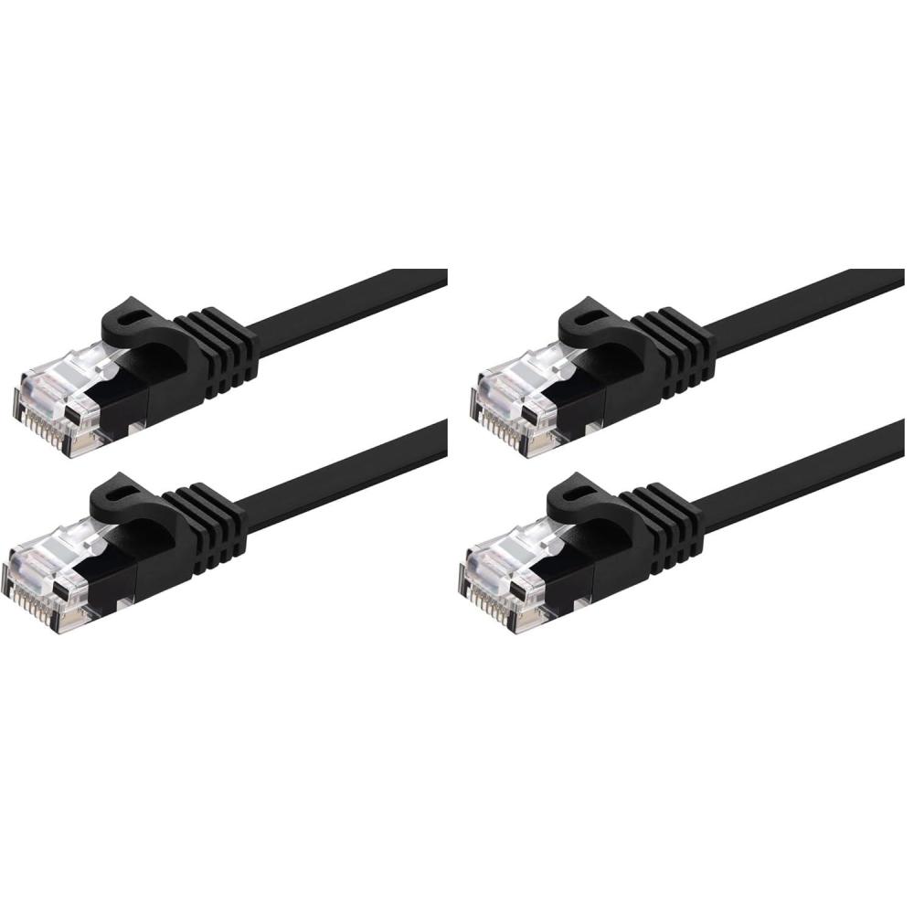 image:imageMonoprice Cat5e 25ft Black Flat Patch Cable UTP 30AWG 350MHz Pure Bare Copper Snagless RJ45 Flexboot Series Ethernet Cable3 Feet Pack of 2