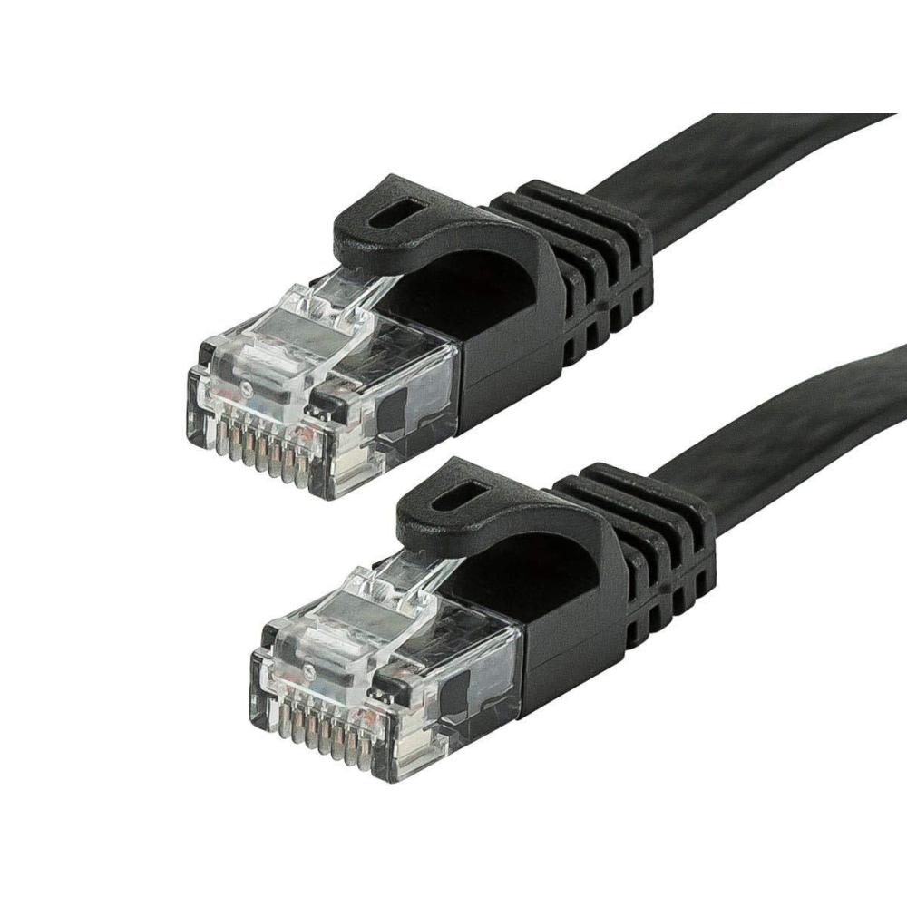 image:imageMonoprice Cat5e 25ft Black Flat Patch Cable UTP 30AWG 350MHz Pure Bare Copper Snagless RJ45 Flexboot Series Ethernet Cable5 Feet