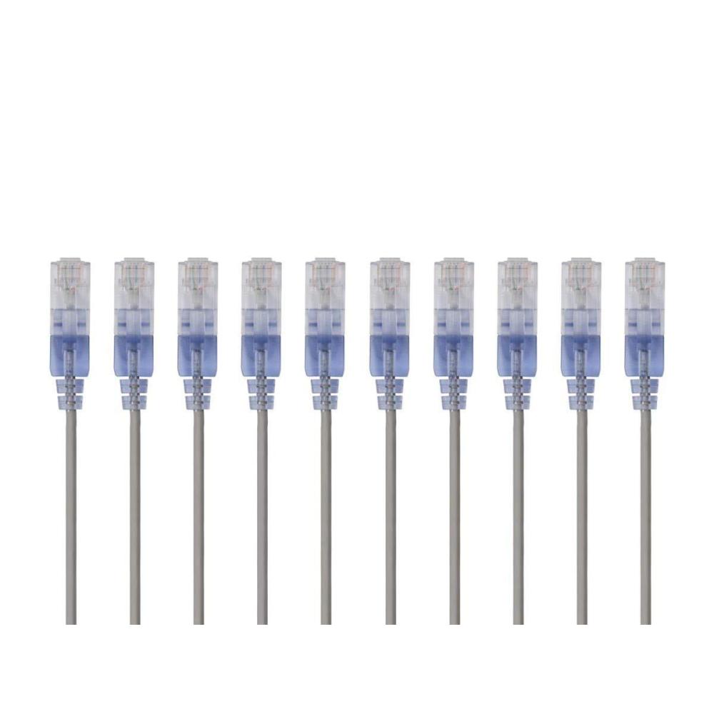 image:imageMonoprice Cat6A Ethernet Patch Cable Snagless RJ45 550Mhz 10G UTP Pure Bare Copper Wire 30AWG 10Pack 7 Feet Black SlimRun SeriesGray