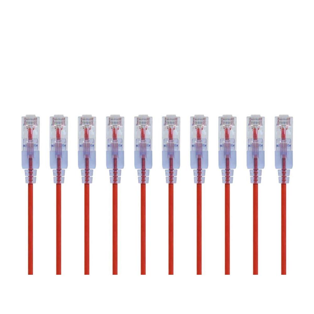 image:imageMonoprice Cat6A Ethernet Patch Cable Snagless RJ45 550Mhz 10G UTP Pure Bare Copper Wire 30AWG 10Pack 7 Feet Black SlimRun SeriesRed