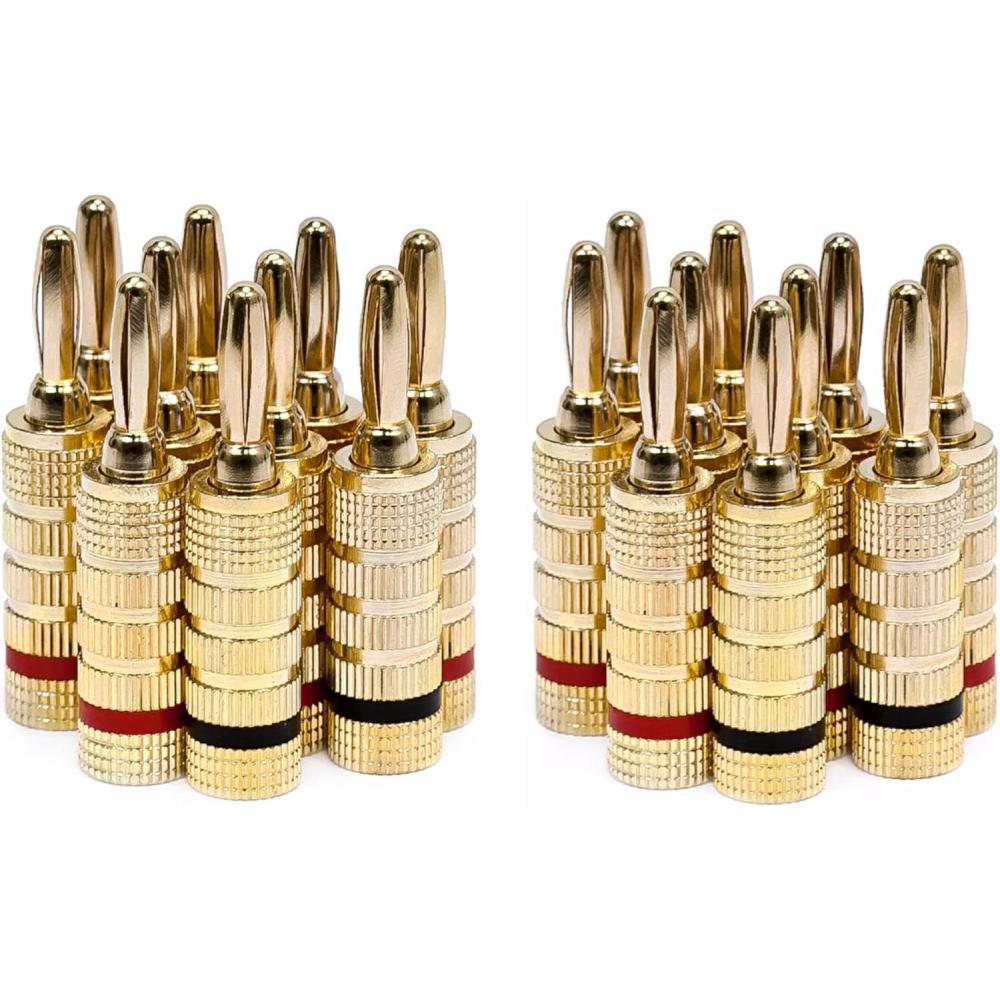 image:imageMonoprice Gold Plated Speaker Banana Plugs 5 Pairs Closed Screw Type For Speaker Wire Home Theater Wall Plates And More10 Pairs