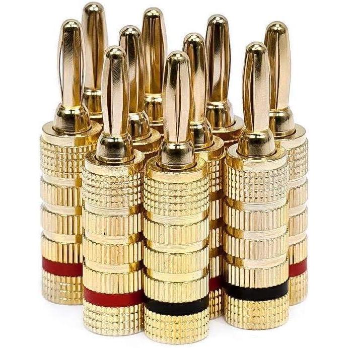 image:imageMonoprice Gold Plated Speaker Banana Plugs 5 Pairs Closed Screw Type For Speaker Wire Home Theater Wall Plates And More5 Pairs