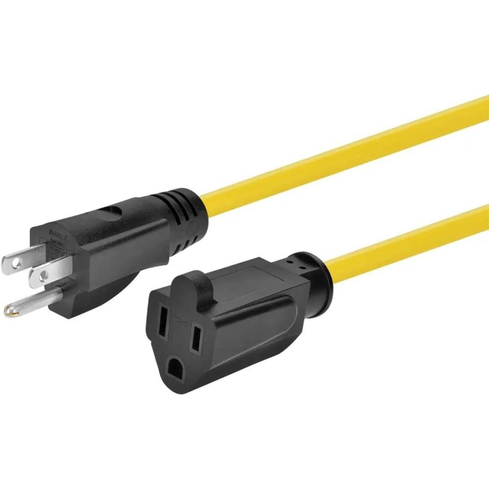 image:imageMonoprice Outdoor Extension Cord NEMA 515P to NEMA 515R 15 Amp SJTW for Computers Monitors Scanners Printers 14AWG 100 Feet Yellow100 Feet
