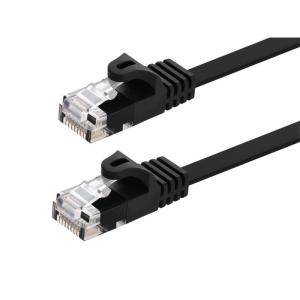 Monoprice Cat5e 1ft Black Flat Patch Cable UTP 30AWG 350MHz Pure Bare Copper Snagless RJ45 Flexboot Series Ethernet Cable(1 Feet)