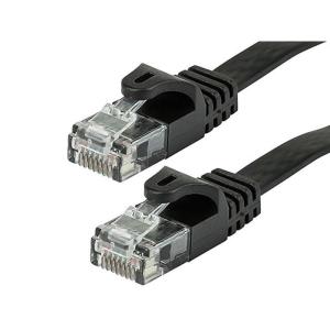 Monoprice Cat5e 25ft Black Flat Patch Cable UTP 30AWG 350MHz Pure Bare Copper Snagless RJ45 Flexboot Series Ethernet Cable(10 Feet)