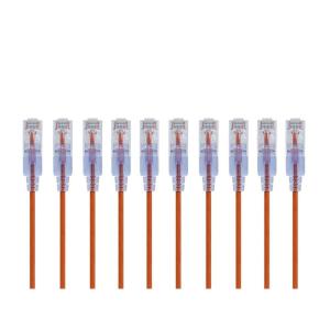 Monoprice Cat6A Ethernet Patch Cable – Snagless RJ45, 550Mhz, 10G, UTP, Pure Bare Copper Wire, 30AWG, 10-Pack, 7 Feet, Black – SlimRun Series(Orange)