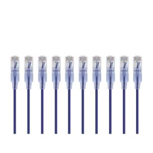 Monoprice Cat6A Ethernet Patch Cable – Snagless RJ45, 550Mhz, 10G, UTP, Pure Bare Copper Wire, 30AWG, 10-Pack, 7 Feet, Black – SlimRun Series(Purple)