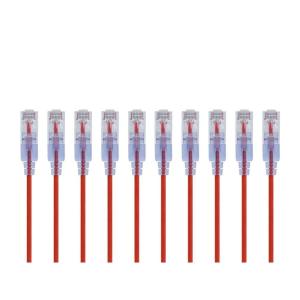 Monoprice Cat6A Ethernet Patch Cable – Snagless RJ45, 550Mhz, 10G, UTP, Pure Bare Copper Wire, 30AWG, 10-Pack, 7 Feet, Black – SlimRun Series(Red)