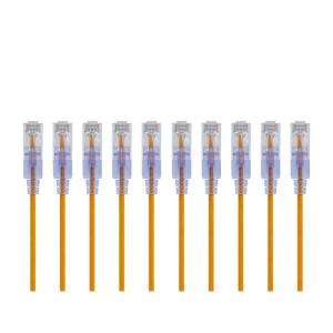 Monoprice Cat6A Ethernet Patch Cable – Snagless RJ45, 550Mhz, 10G, UTP, Pure Bare Copper Wire, 30AWG, 10-Pack, 7 Feet, Black – SlimRun Series(Yellow)