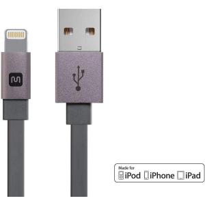 Monoprice Flat Apple MFi Certified Lightning to USB Type-A Charging Cable, 3 Feet, Black – Premium Series(Gray)