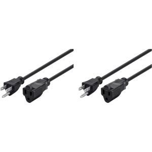 Monoprice Power Extension Cords – 6ft 16AWG and 2ft 16AWG, Black