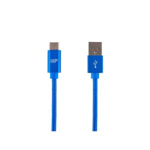 Monoprice USB 2.0 Type-C to Type-A Charge and Sync Nylon-Braid Cable – 1.5 Feet – White, Fast Charging, Up to 3 Amps/60 Watts – Palette Series(Blue)