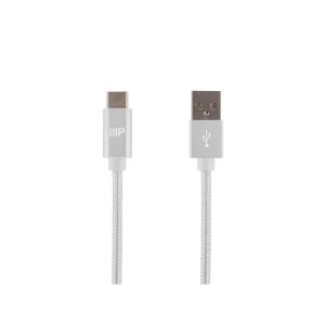 Monoprice USB 2.0 Type-C to Type-A Charge and Sync Nylon-Braid Cable – 1.5 Feet – White, Fast Charging, Up to 3 Amps/60 Watts – Palette Series(White)