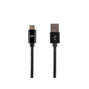Monoprice USB 2.0 Type-C to Type-A Charge and Sync Nylon-Braid Cable – 1.5 Feet – White, Fast Charging, Up to 3 Amps/60 Watts – Palette Series(black)
