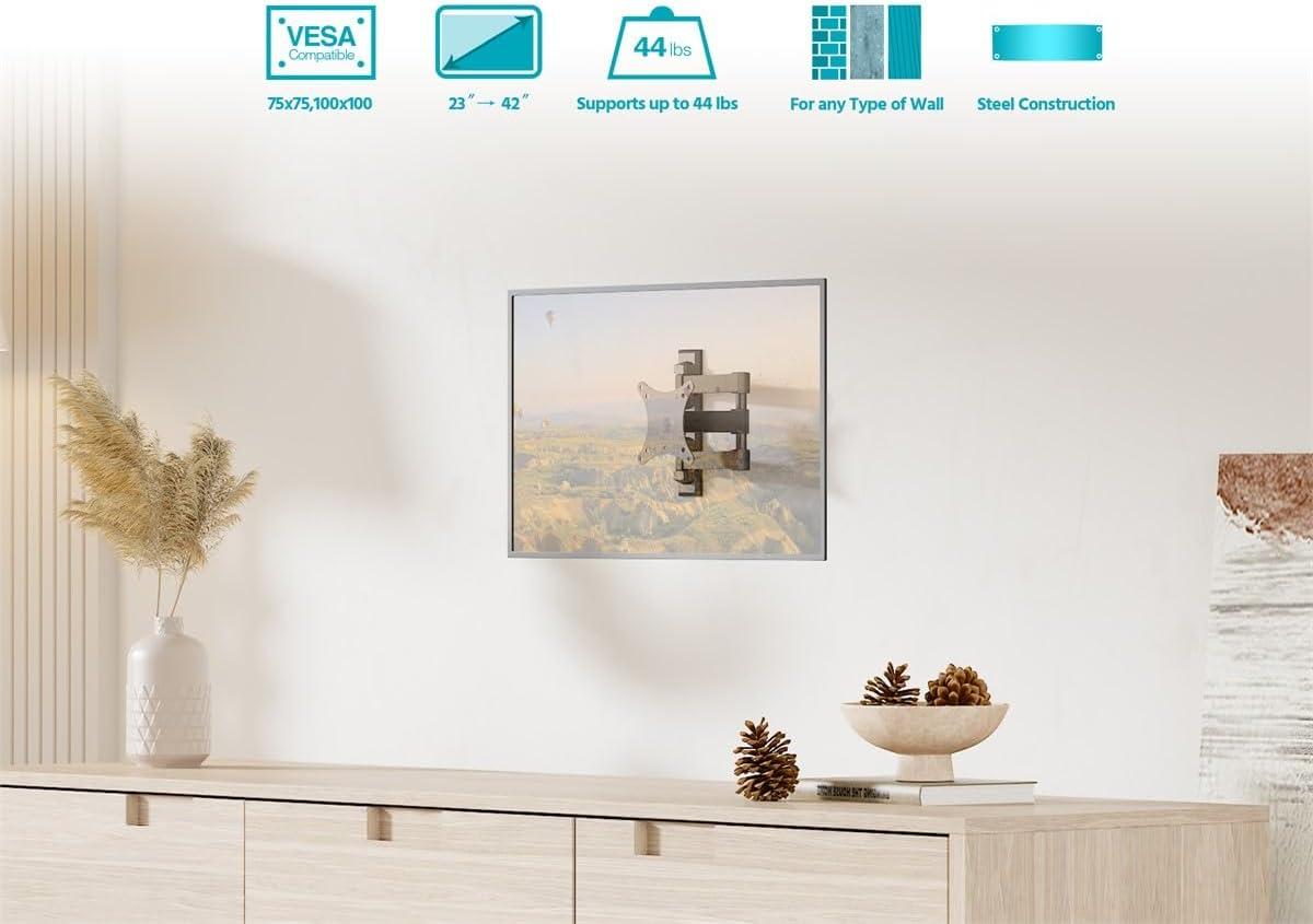 image:imageMonoprice 108095 Stable Series FullMotion Articulating TV Wall Mount Bracket For TVs 13in to 27in Max Weight 33lbs Extension Range of 18in to 39in VESA Patterns Up to 100x100 UL CertifiedBlackSmallLarge