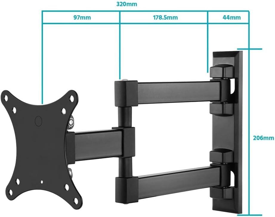 image:imageMonoprice 108095 Stable Series FullMotion Articulating TV Wall Mount Bracket For TVs 13in to 27in Max Weight 33lbs Extension Range of 18in to 39in VESA Patterns Up to 100x100 UL CertifiedBlackSmallLarge