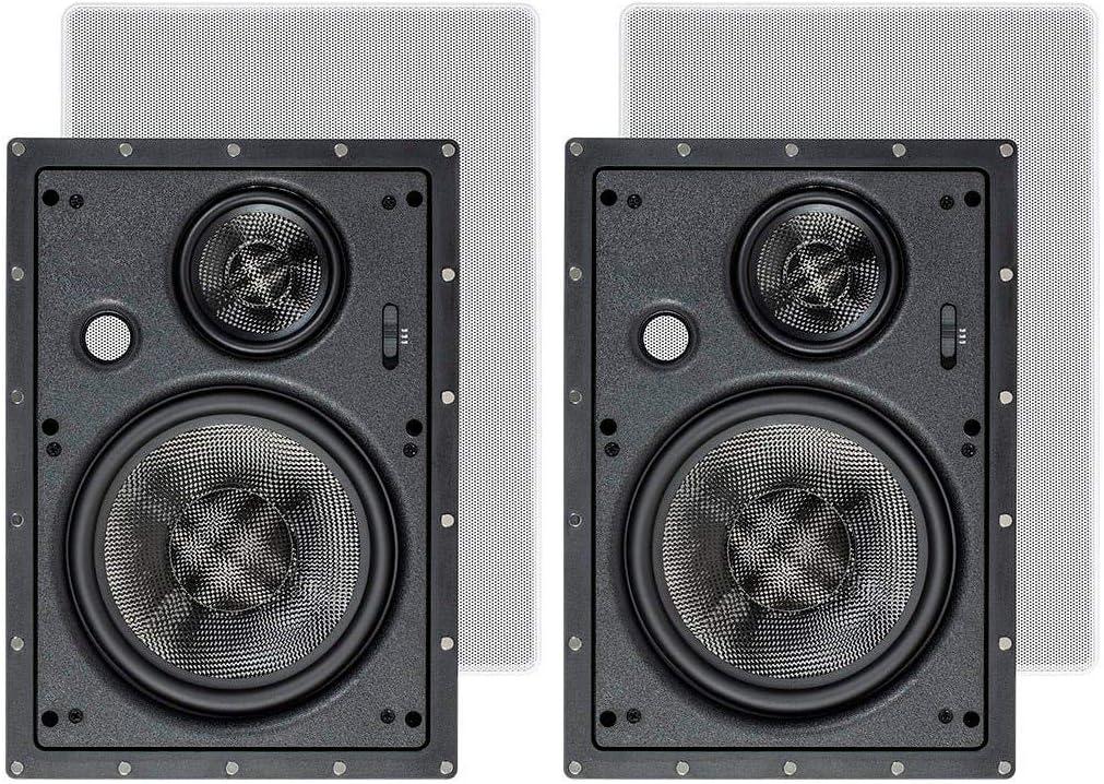 image:imageMonoprice 2way Carbon Fiber InWall Surround Speaker Dual 525 Inch Single VariAngled With Paintable Grille Alpha Series Black3 Way