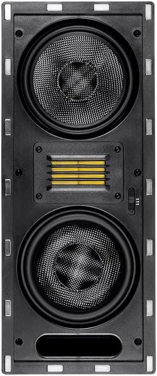 image:imageMonoprice 3Way Carbon Fiber InWall Column Speaker 65 Inch Each With Ribbon Tweeter 8 Ohm Nominal Impedance Magnetic Grille 200 Watt Max White Amber Series