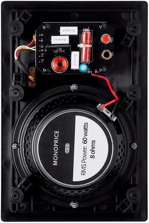 image:imageMonoprice 3Way Carbon Fiber InWall Speakers 65Inch Pair With Magnetic Grille Black Alpha Series2 Way