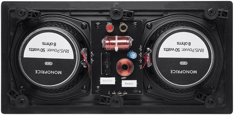 image:imageMonoprice 3Way Carbon Fiber InWall Speakers 65Inch Pair With Magnetic Grille Black Alpha SeriesCenter Channel