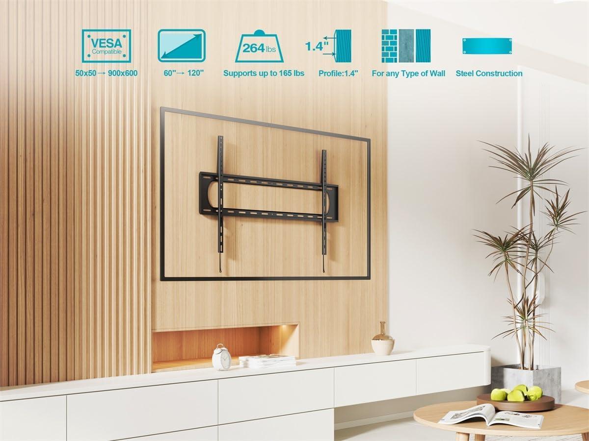 image:imageMonoprice Commercial Fixed TV Wall Mount Bracket Antitheft for 32 to 55 TVs up to 99lbs Max VESA 400x400 UL CertifiedXlg 50 100