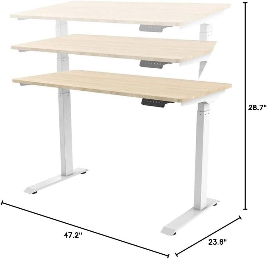 image:imageMonoprice Electric Single Motor SitStand Complete Desk Table Height Adjustable SolidCore Natrual Wood Top for Home and Office 472 x 236 Inch White Workstream Collection